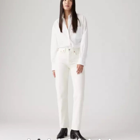 Levi's Wedgie Straight custom Embellished Jeans White one of a kind 33905 - Picture 2 of 16